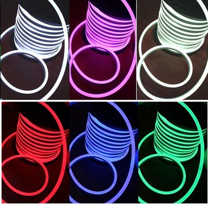 220 ولت RGB تغییر رنگ کامل LED Neon طناب انعطاف پذیر PVC لوله نور (14 * 26mm)