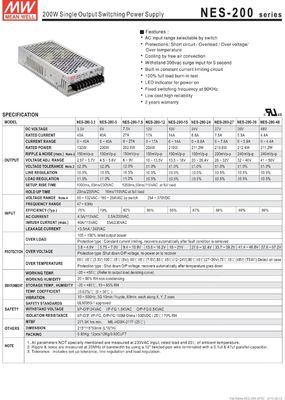 2017 جدید MEAN WELL اصلی NES-200-12 12 ولت 17A در همین حال 12 ولت 204 ولت واحد خروجی منبع برق سوئیچینگ
