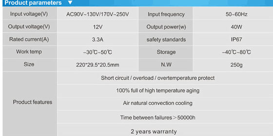 بهترین فروش 12v 40w ضد آب IP67 منبع برق LED راننده تولید کننده