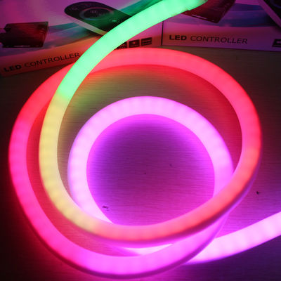 داینامیک تغییر رنگ 360 نیون انعطاف پذیر rgb dmx 24v LED نیون انعطاف پذیر دنبال کردن طناب 10 پیکسل / m