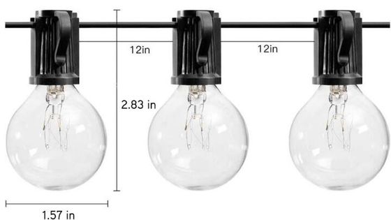 100ft G40 در فضای باز چراغ LED رشته گلوب لامپ های سیاه سیم قابل اتصال